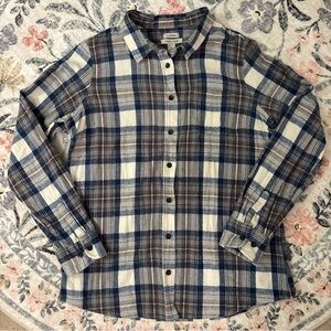L.L. Bean Slightly Fitted Plaid Shirt in Blue and Brown